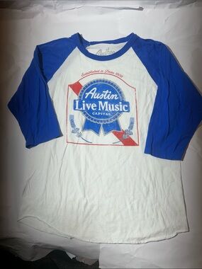 Austin Live Music Capital PBR Style Graphic Raglan Tee